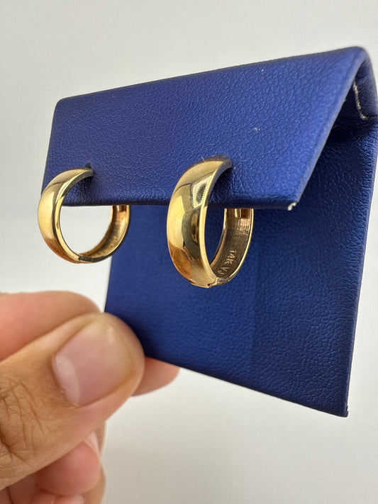 14k gold huggie earrings simple design