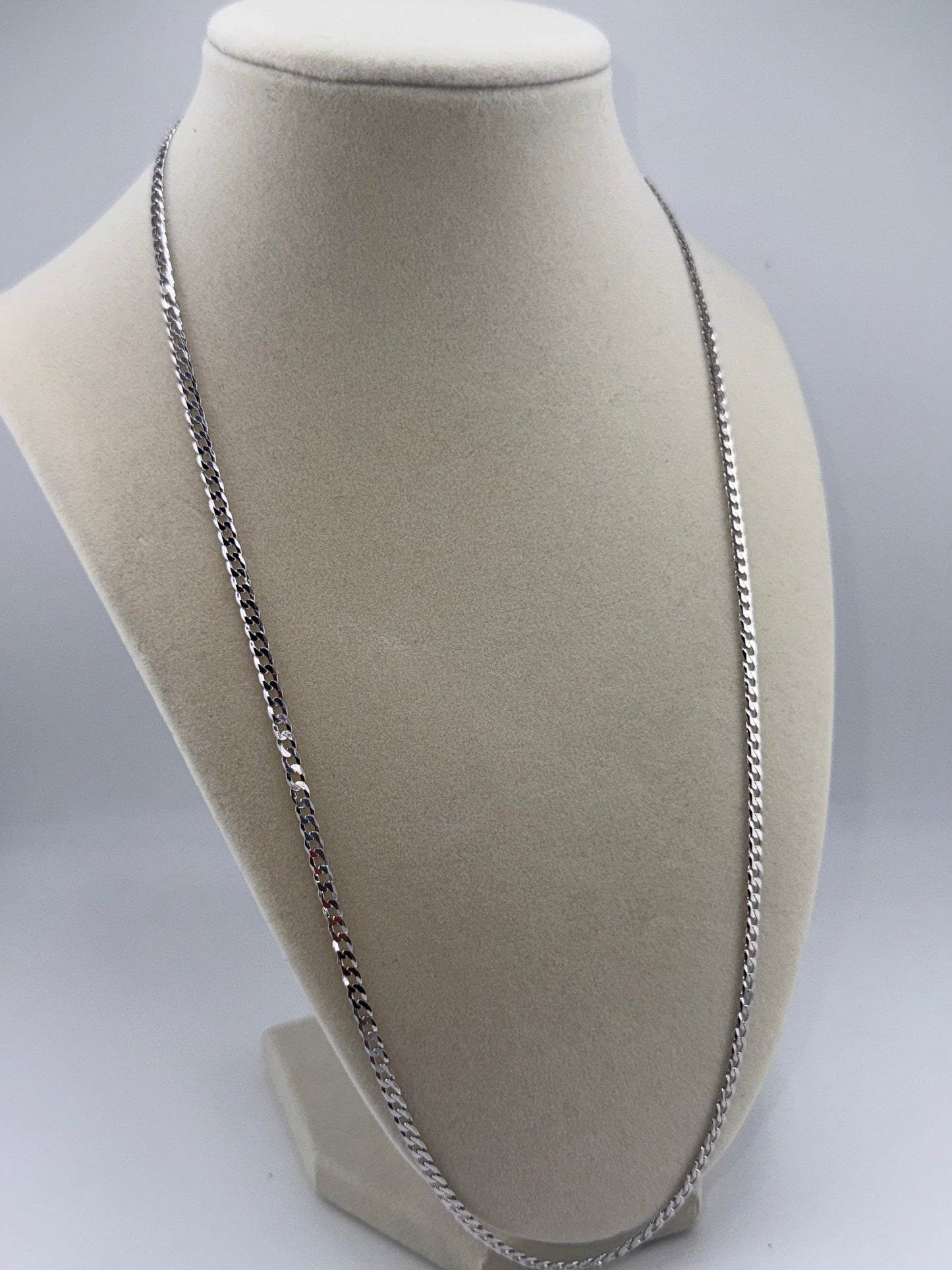 Sterling Silver 24inch 3.45mm Cuban Chain - Rhodium Plated