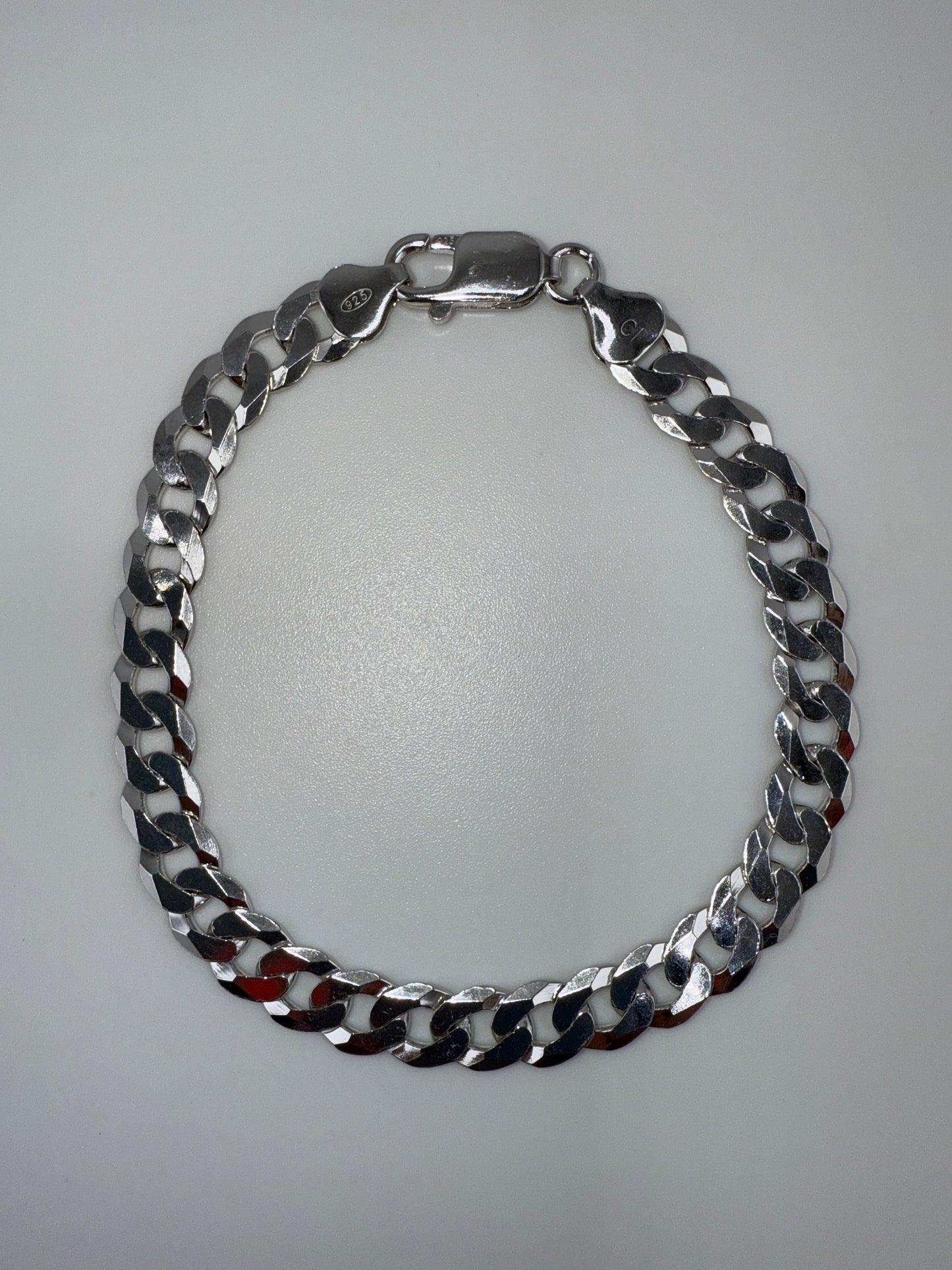 Sterling Silver 8inch 7.85mm Cuban Chain - Rhodium Plated