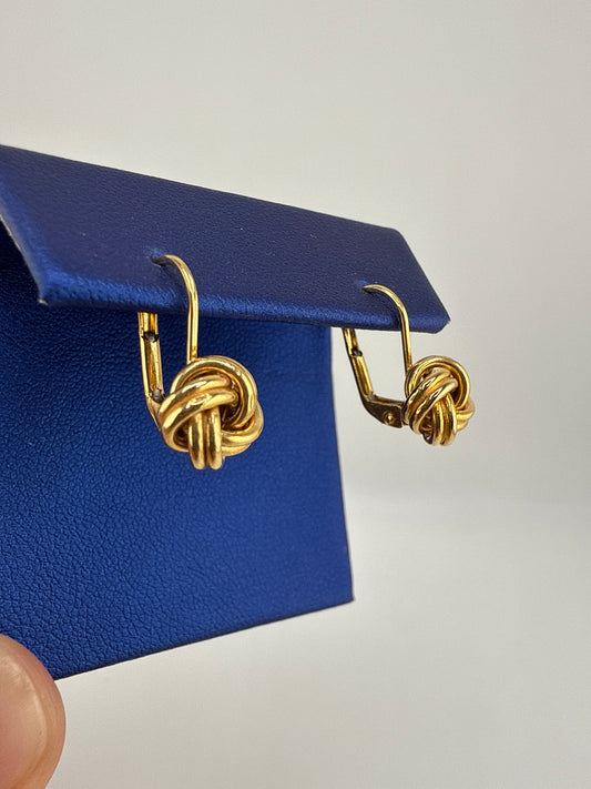 14k Gold Knot Huggie Earrings