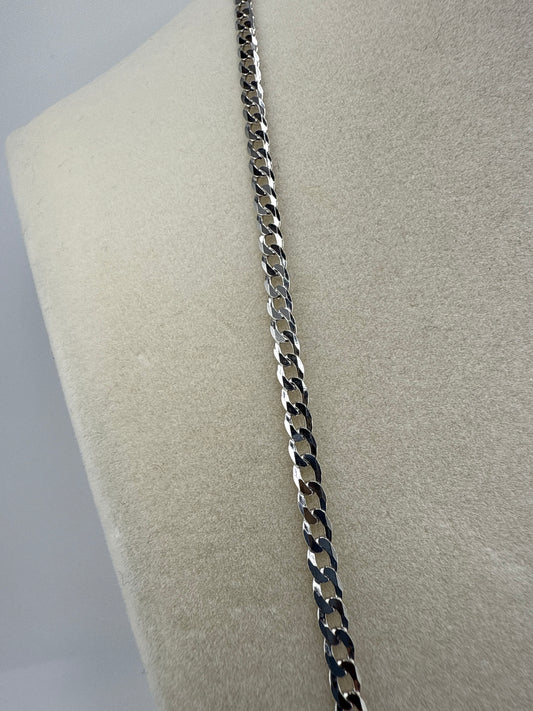 Sterling Silver 24inch 3.45mm Cuban Chain - Rhodium Plated