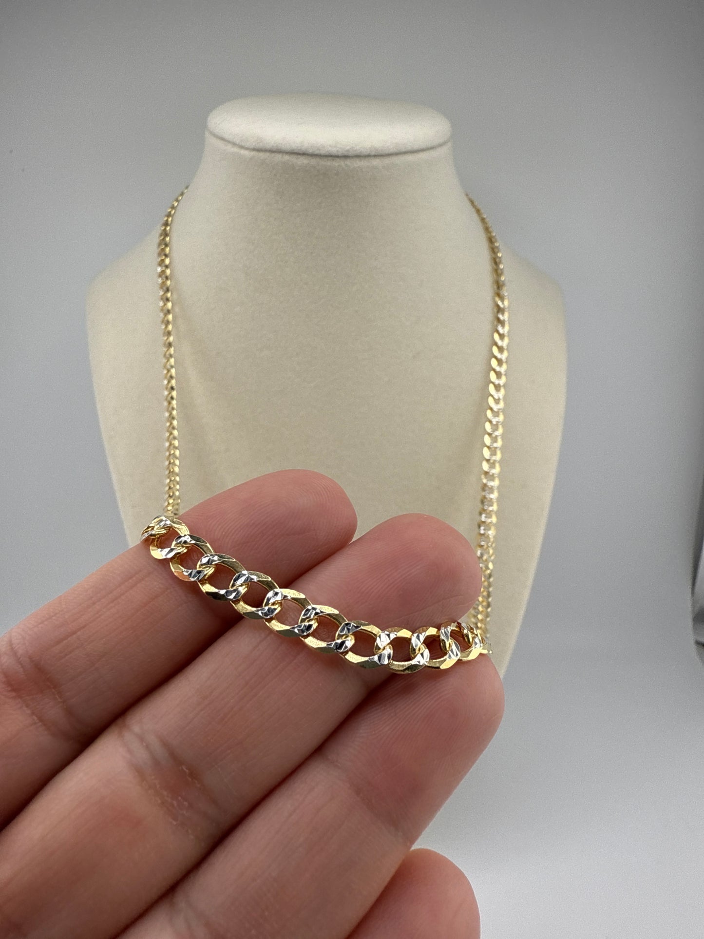 Sterling Silver 24inch 5mm Pave Cuban Chain - Gold Plated