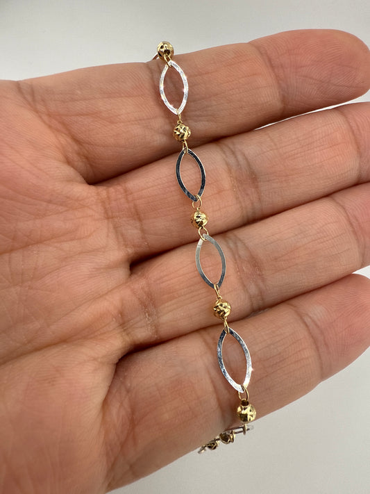 14k Two-toned Fancy Bracelet | 7 inches