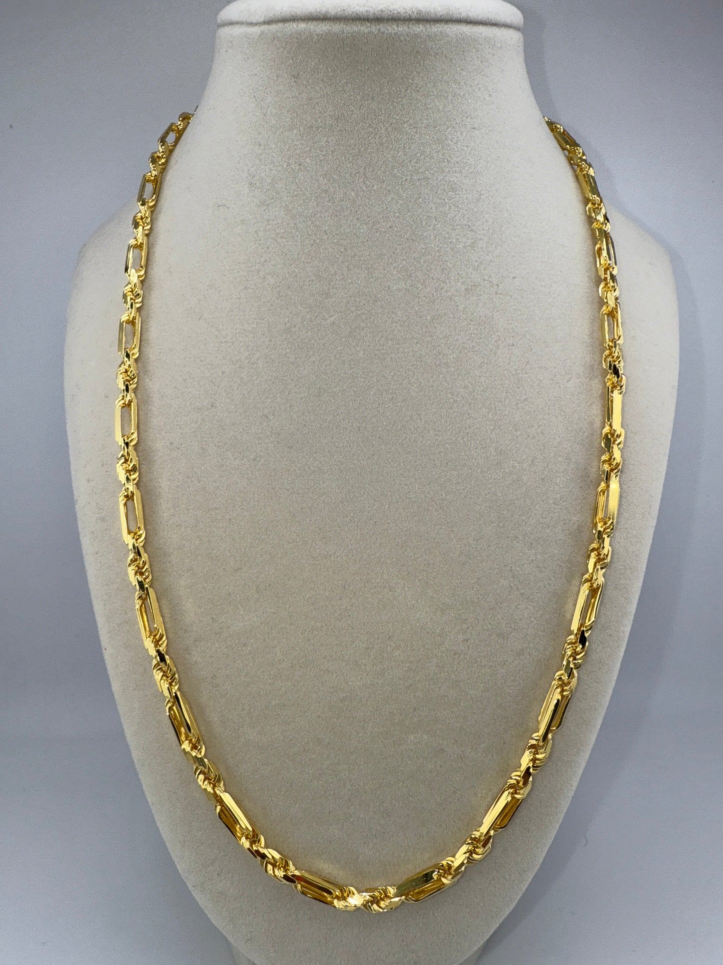 Sterling Silver 22inch 4mm Figarope Chain - Gold Plated