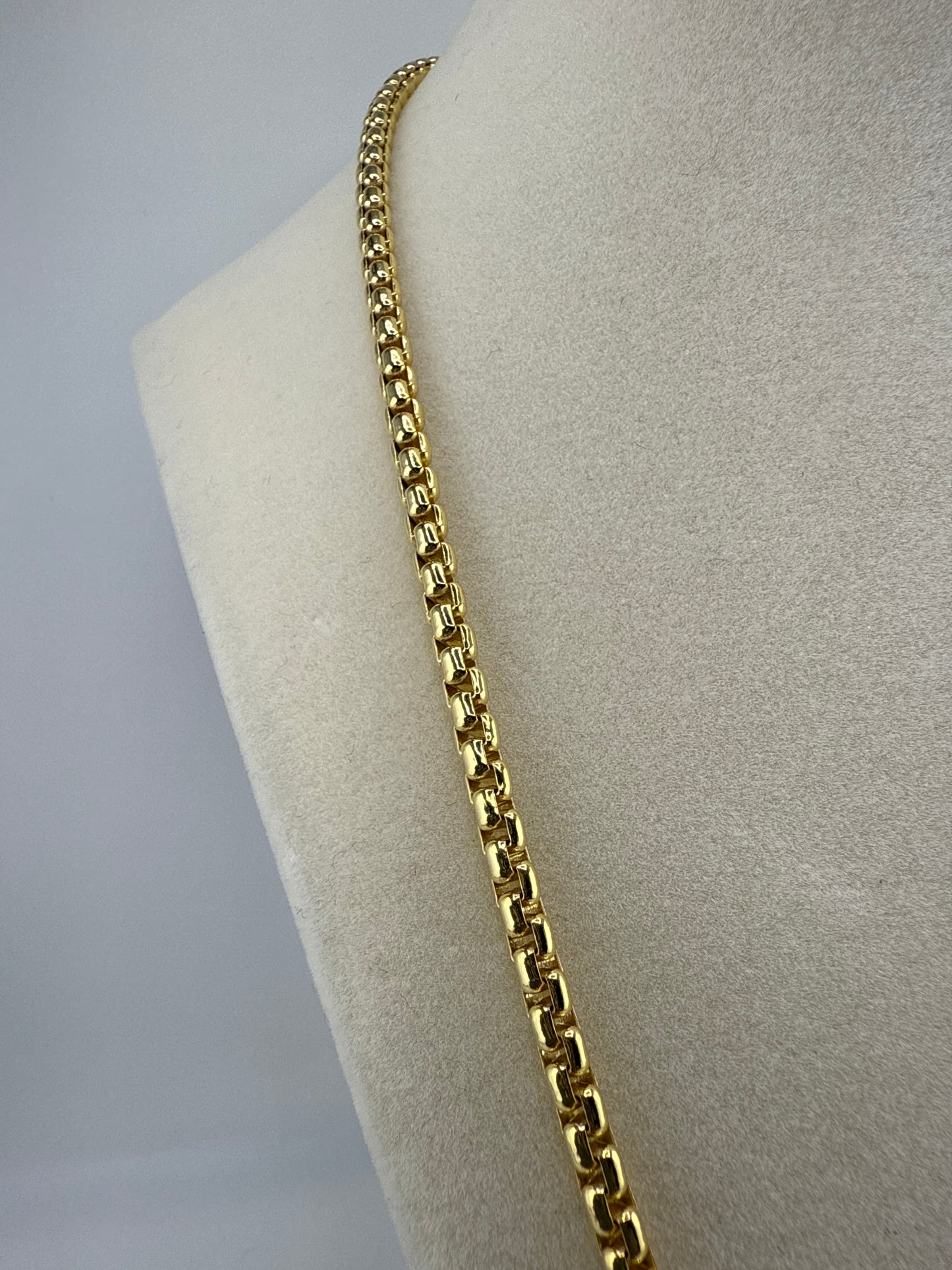 Sterling Silver 3mm Round Box 22inch Chain - Gold Plated