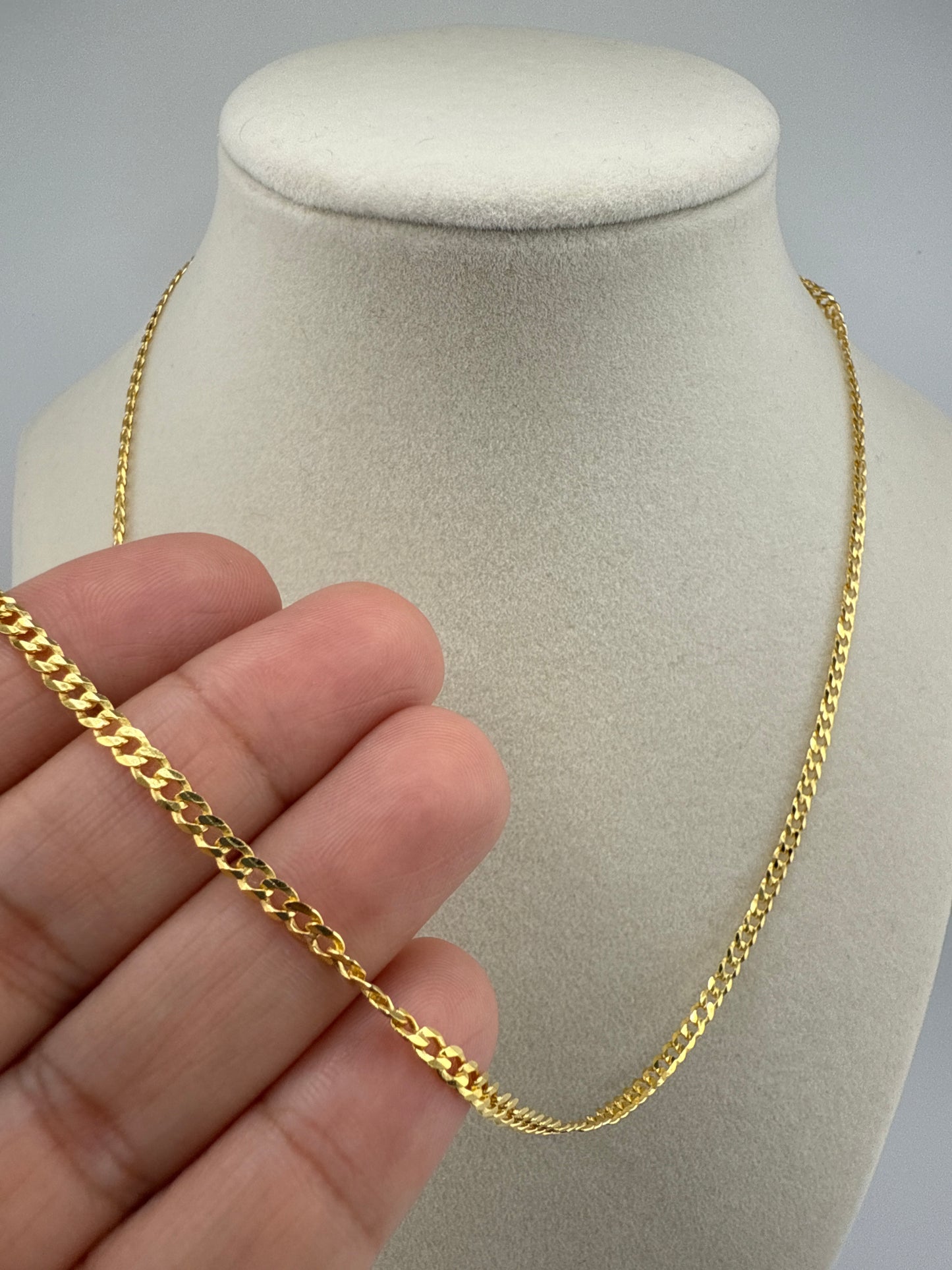 Sterling Silver 20inch 3mm Cuban Chain - Gold Plated
