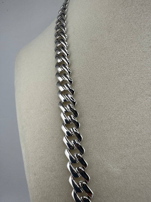 Sterling Silver 22inch 9mm Monaco Chain with Micro Pave Zirconia Lock
