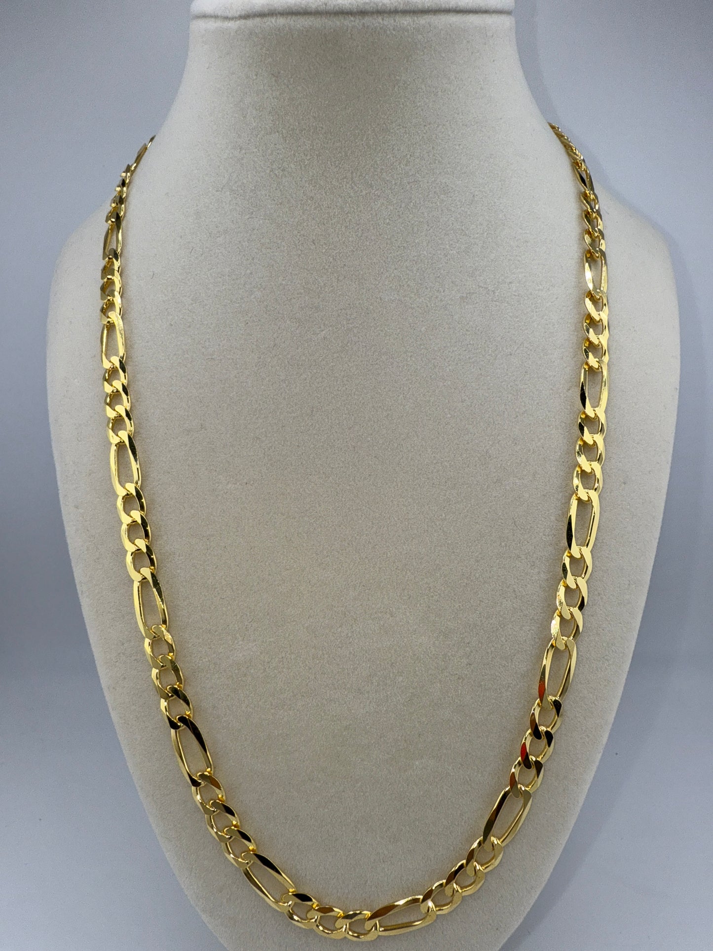 Sterling Silver 22inch 7.8mm Figaro Chain - Gold Plated