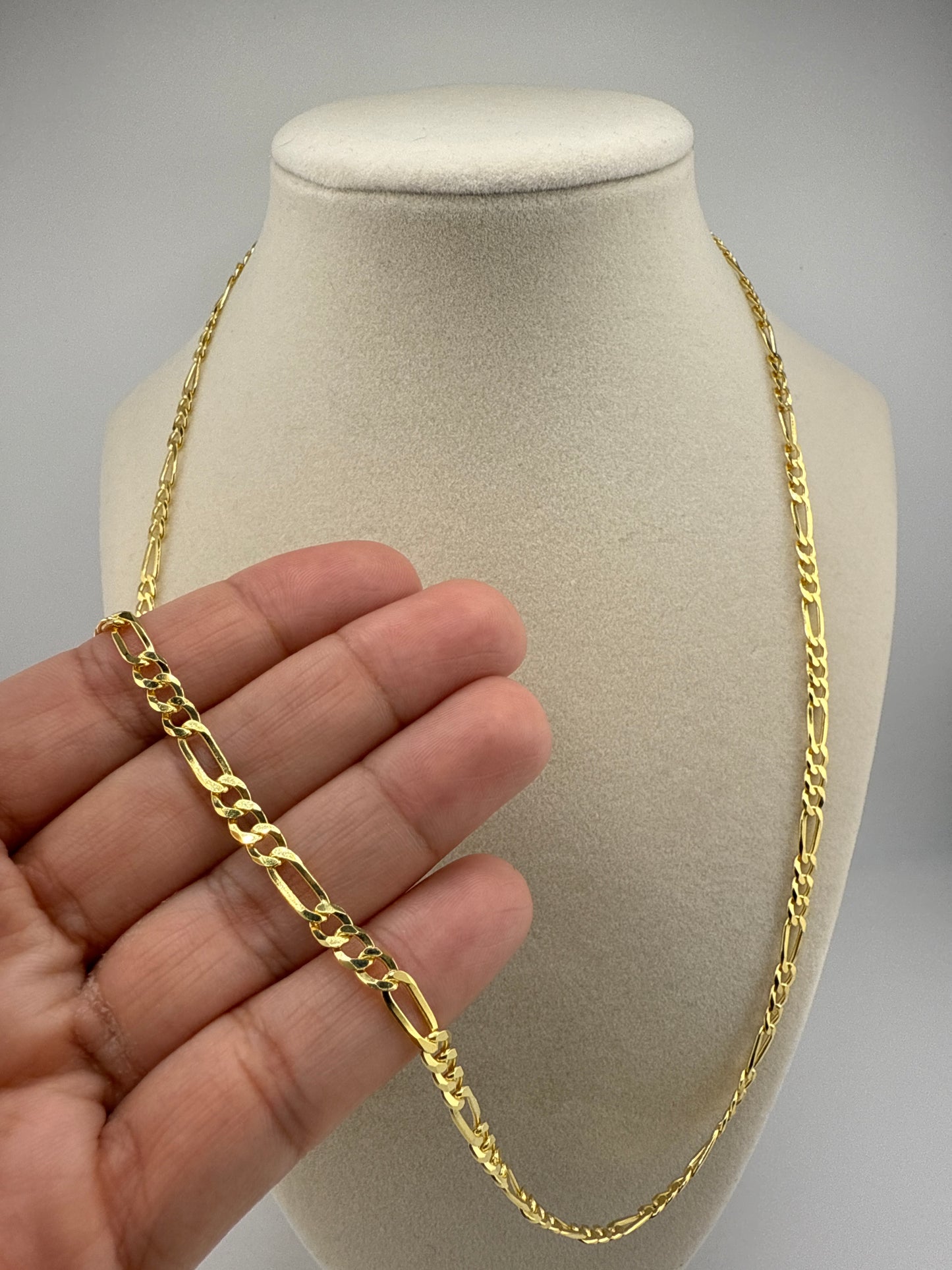 Sterling Silver 24inch 5mm Flat Figaro Chain - Gold Plated