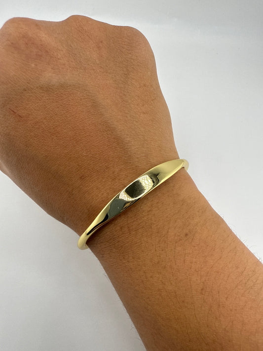 Sterling Silver, High Polished Engravable Bangle - Gold Plated