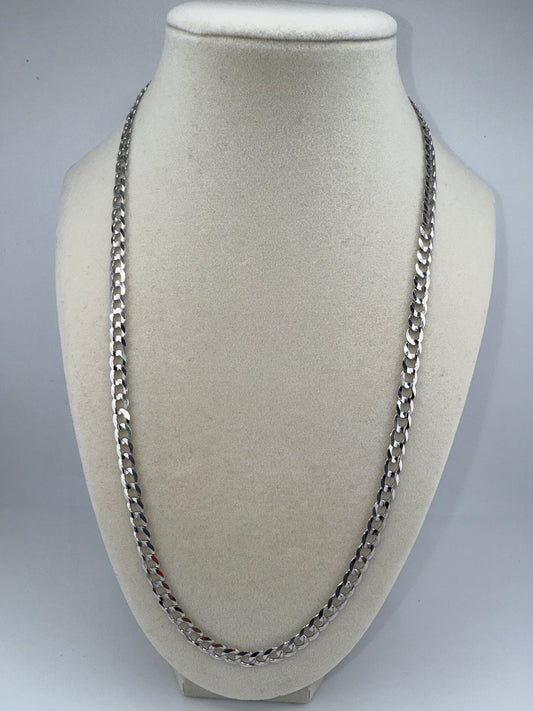 14k White Gold 22inch Flat Cuban Link Chain