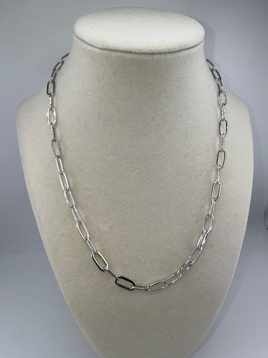 Sterling Silver 5mm Zirconia Paperclip Necklace