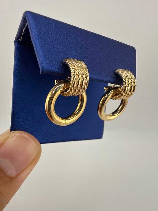 14k Yellow Gold Door Knocker Post Earrings