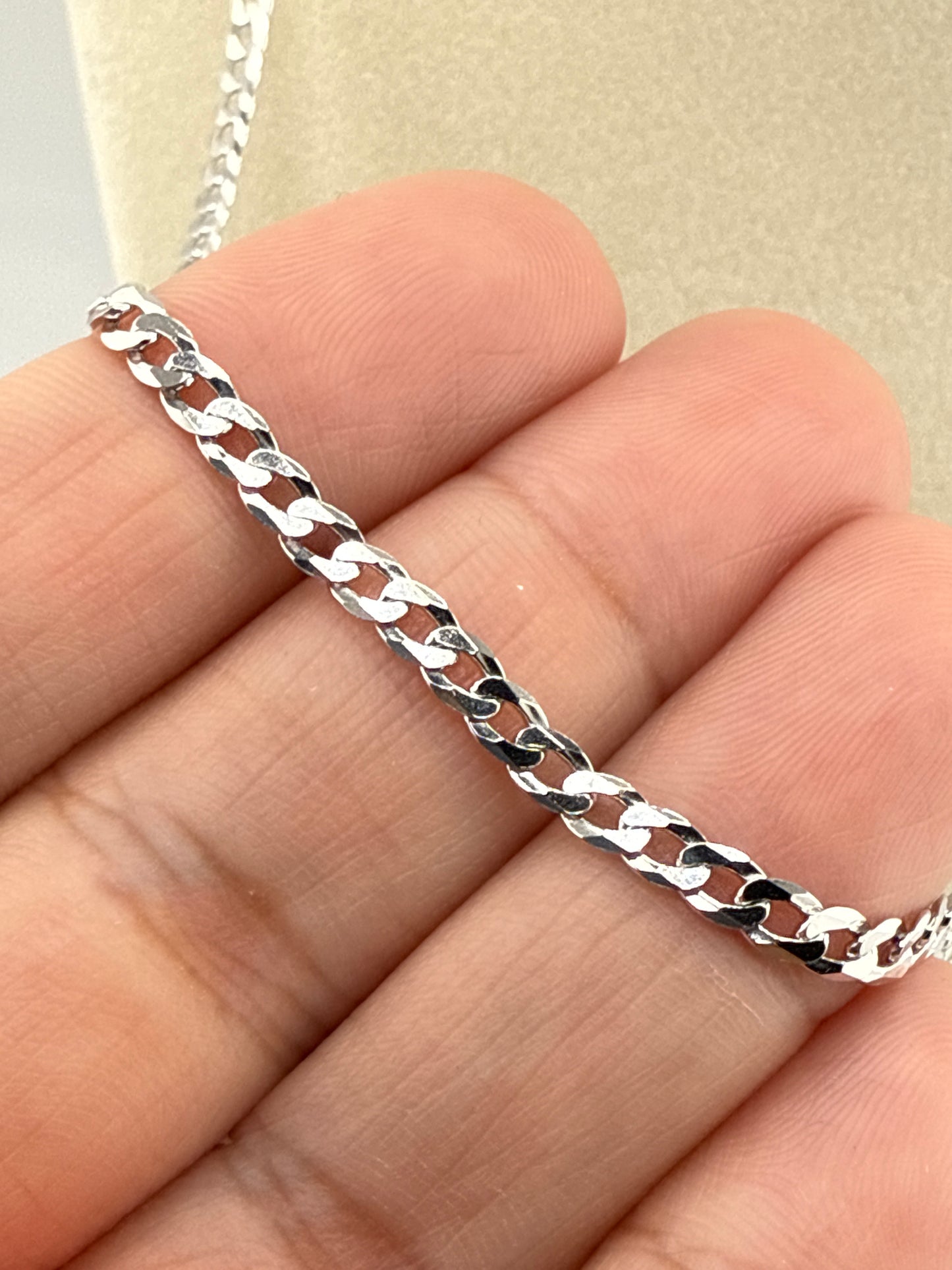 Sterling Silver 24inch 3.45mm Cuban Chain - Rhodium Plated