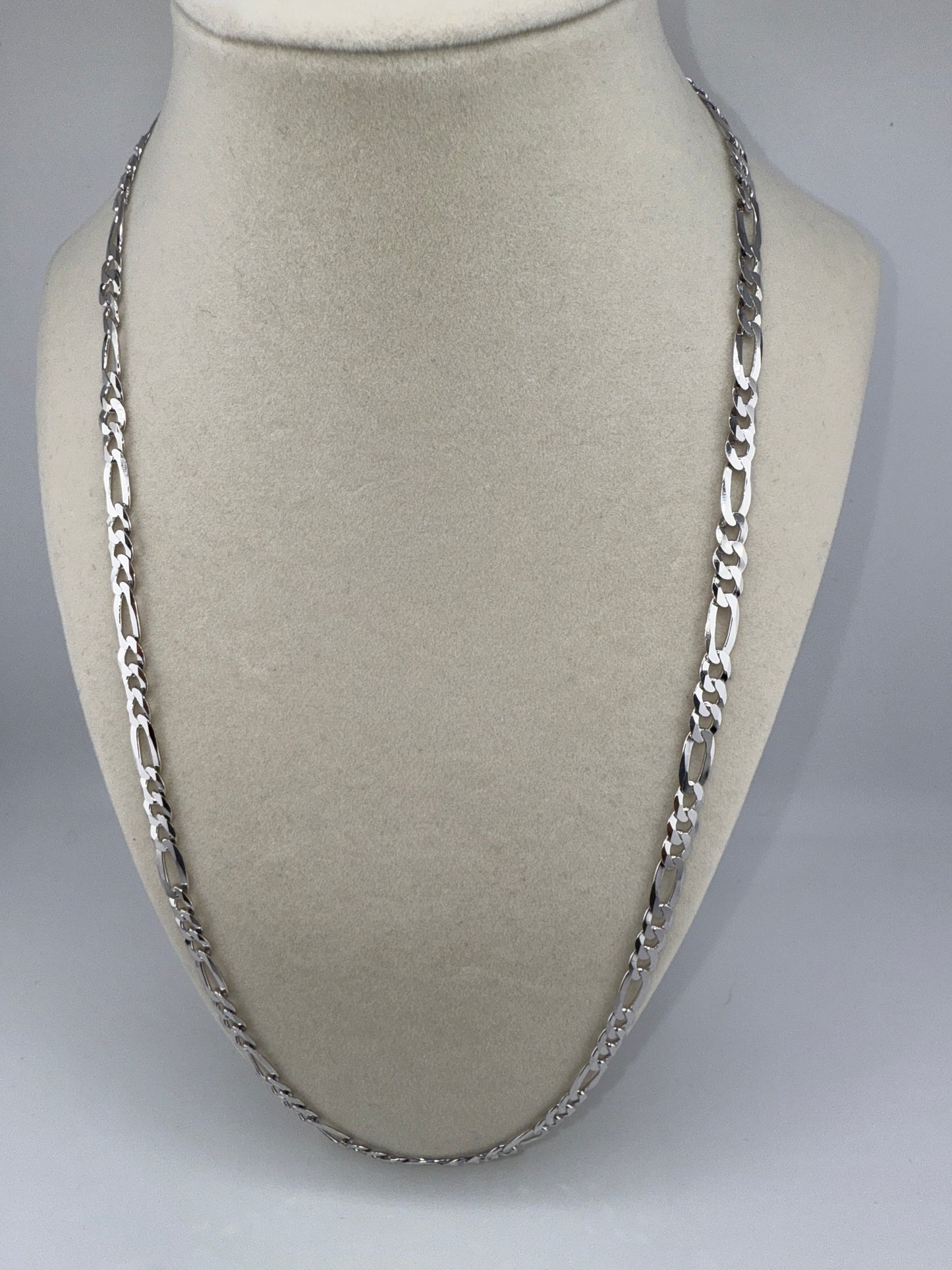 Sterling Silver 24inch 5.8mm Figaro Chain - Rhodium Plated