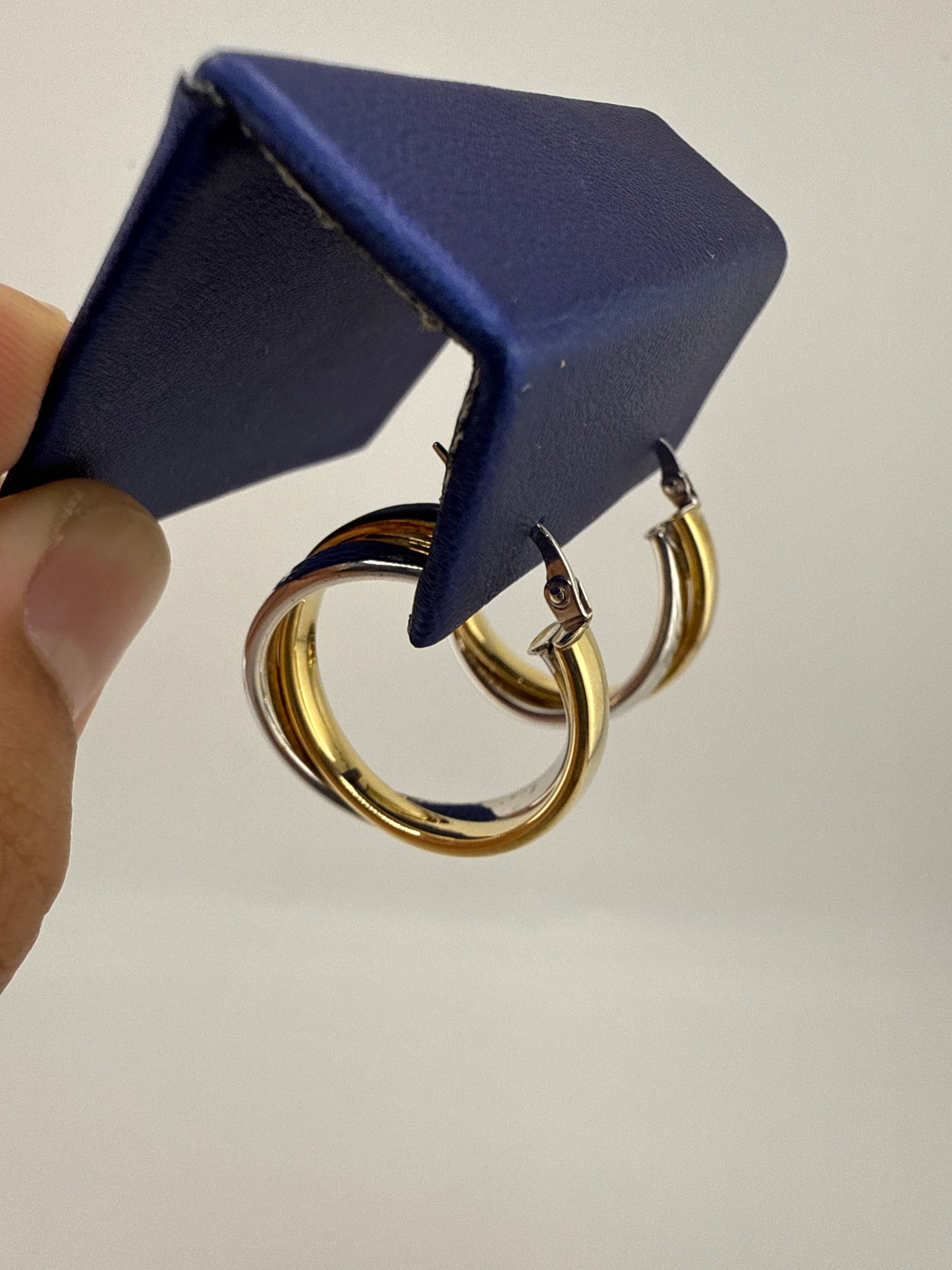 14k Two-Toned Gold Fancy Hoops