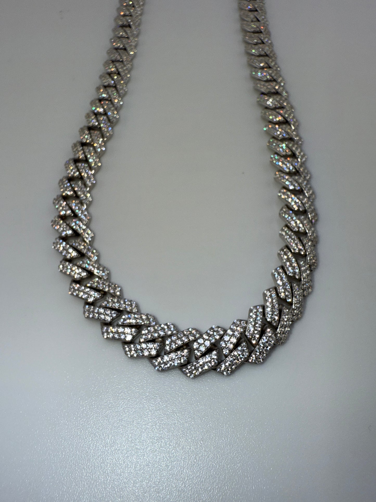 Sterling Silver, 9mm Micro Pave Monaco Chain