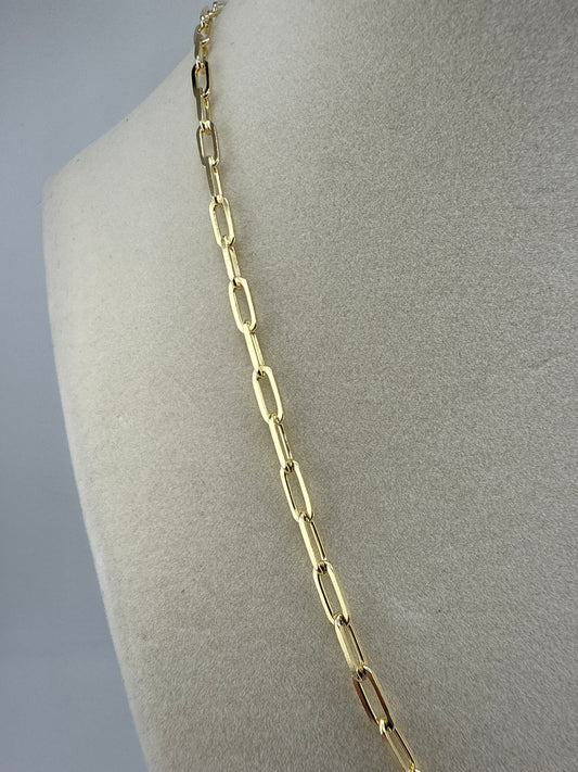 Sterling Silver 18inch 3mm Paper Clip Chain - Gold Plated