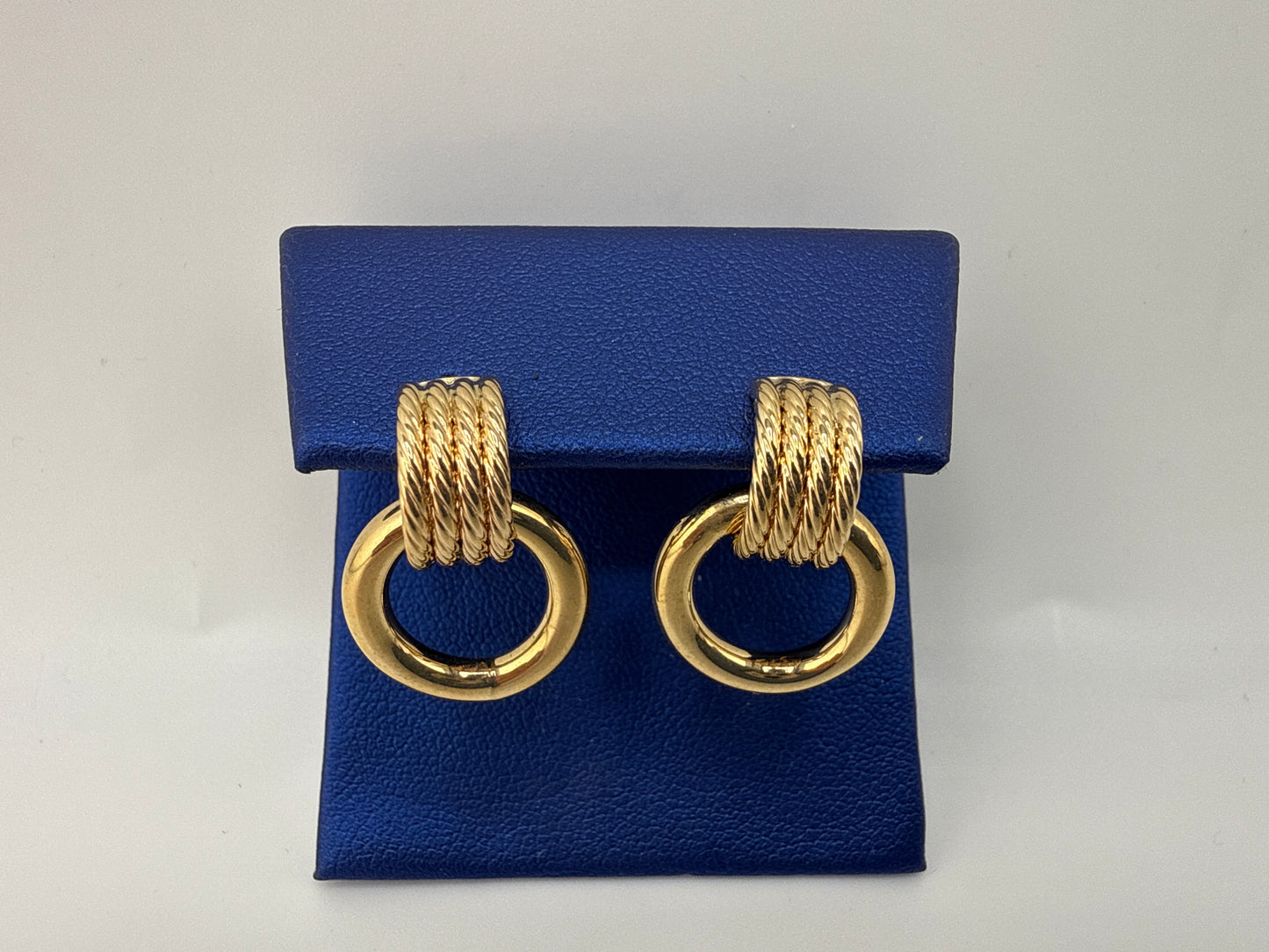 14k Yellow Gold Door Knocker Post Earrings