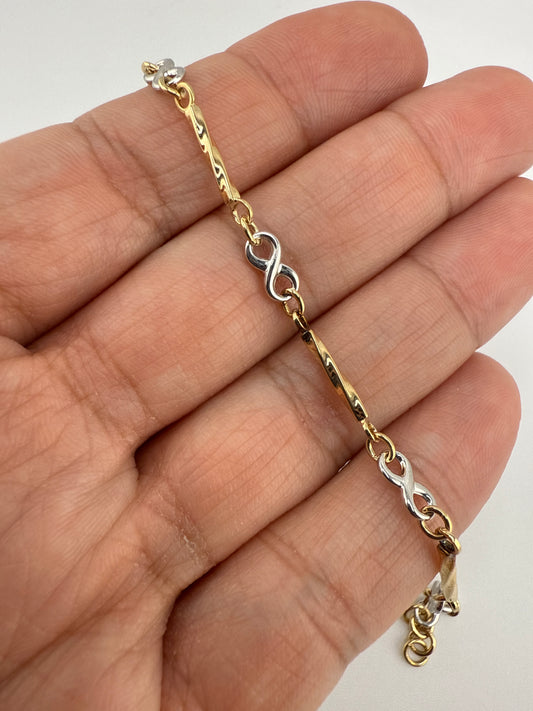 14k Infinity Two-toned Gold Bracelet | 8 inches