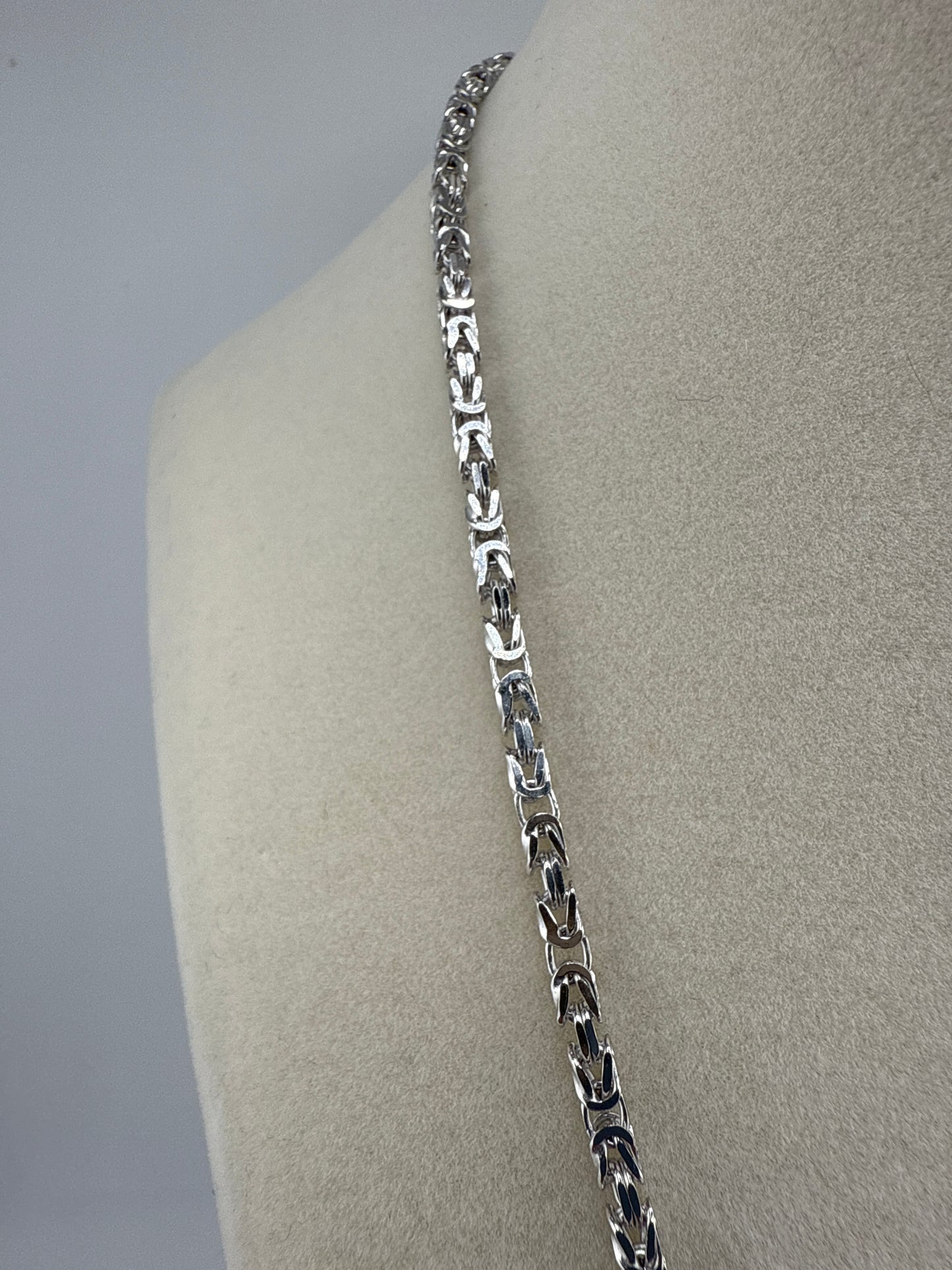 Sterling Silver 20inch 2.7mm Byzantine Chain - Rhodium Plated