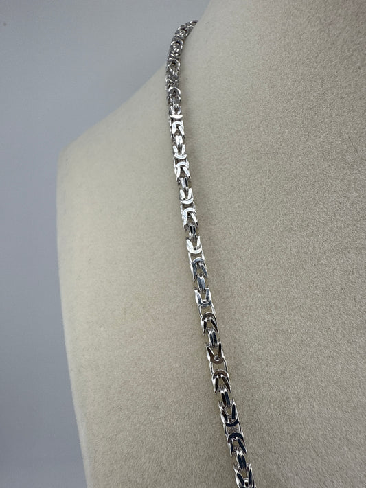 Sterling Silver 20inch 2.7mm Byzantine Chain - Rhodium Plated