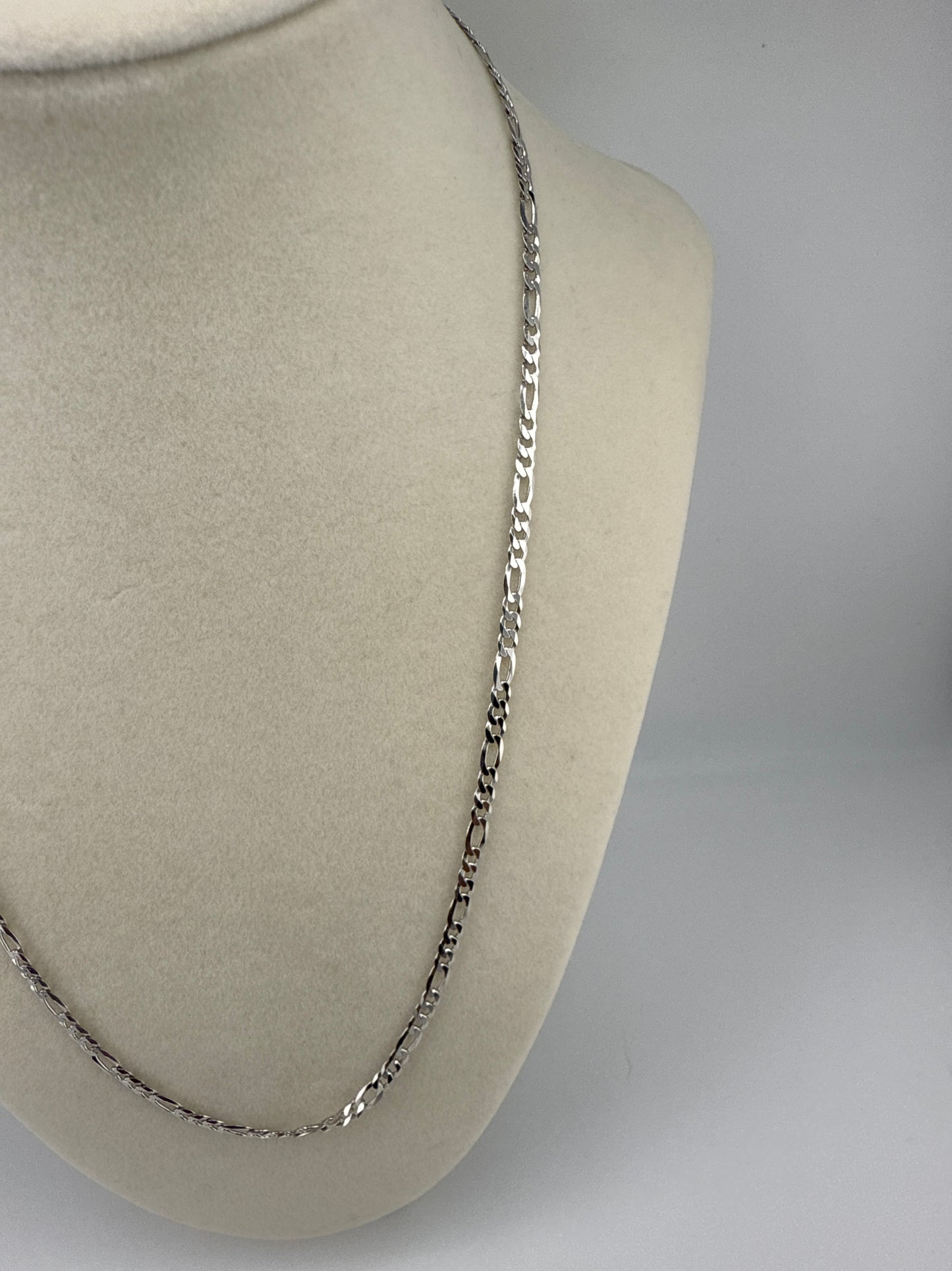 Sterling Silver 20inch 3.3mm Figaro Chain - Rhodium Plated
