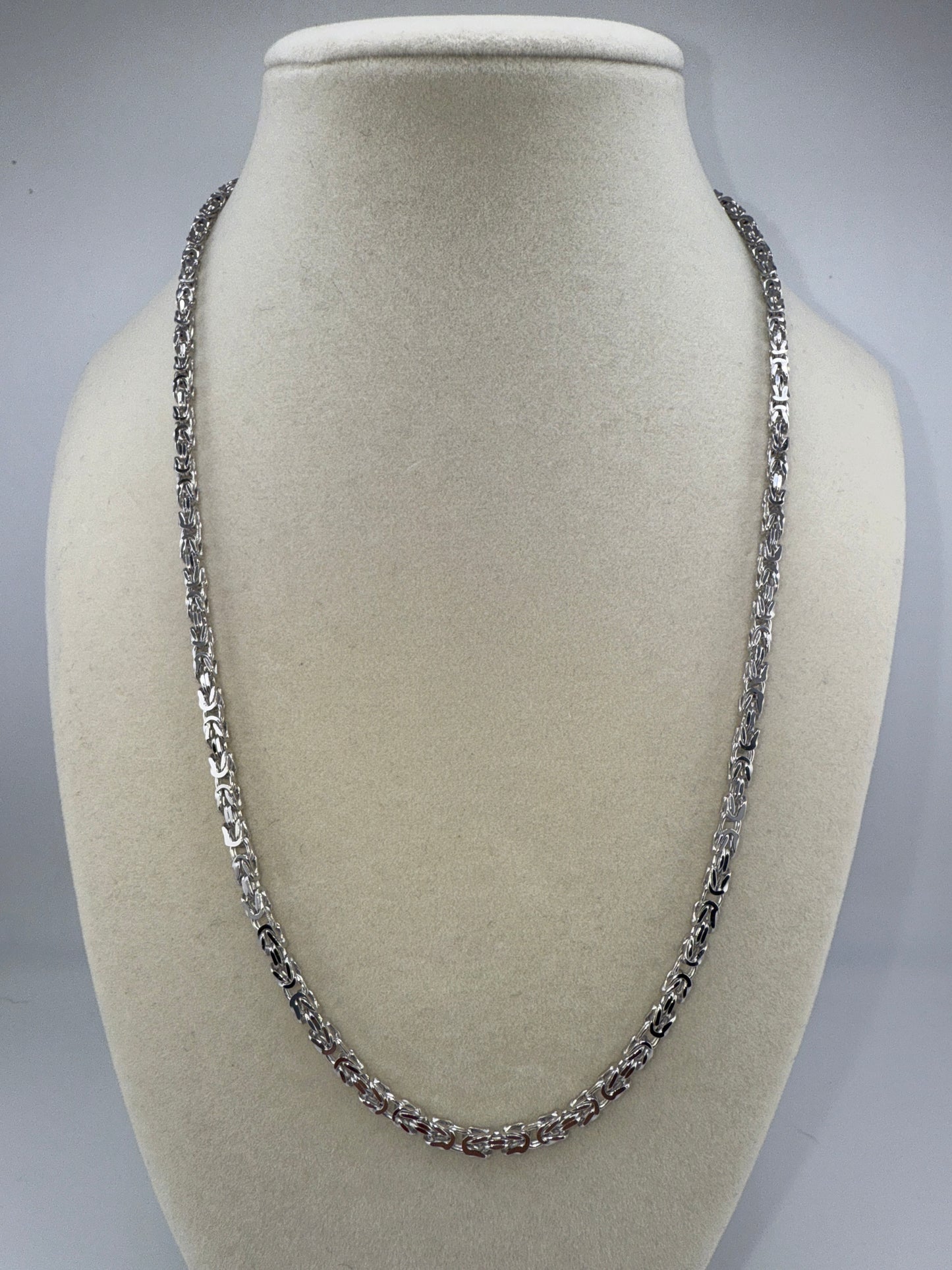 Sterling Silver 20inch 2.7mm Byzantine Chain - Rhodium Plated