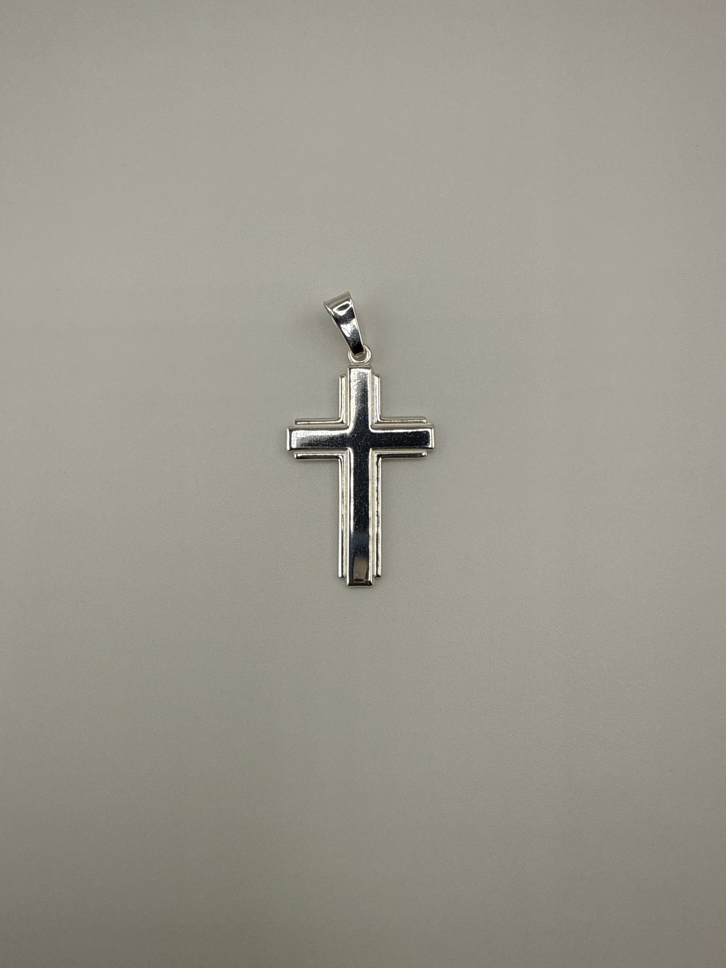Sterling Silver Polished with Edge Lines Latin Cross Pendant