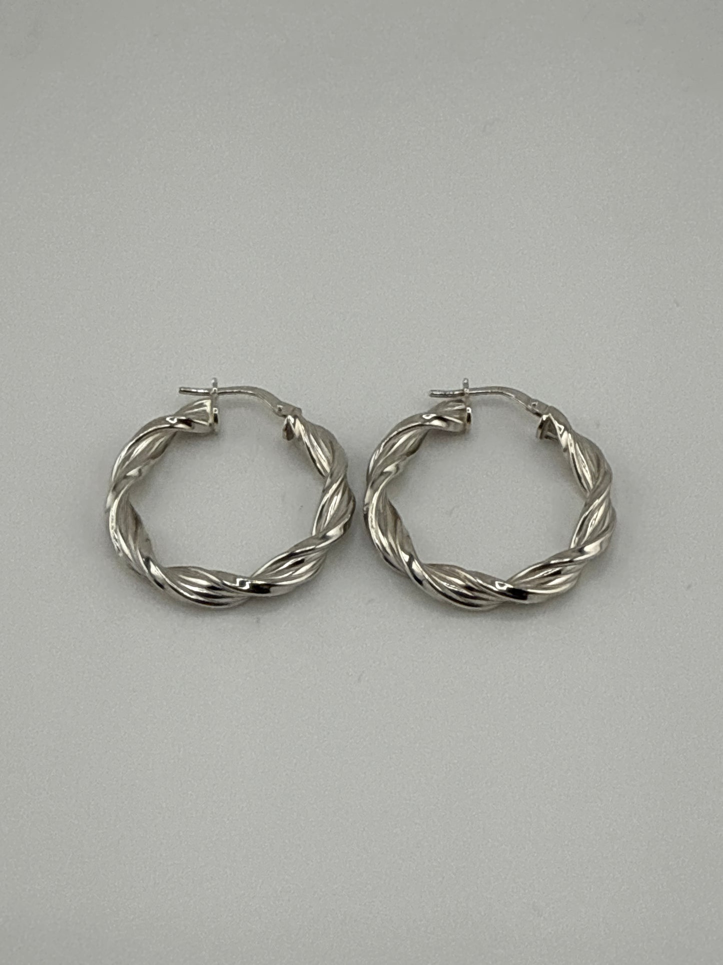 Sterling Silver Rhodium-plated Twisted Hoop Earrings