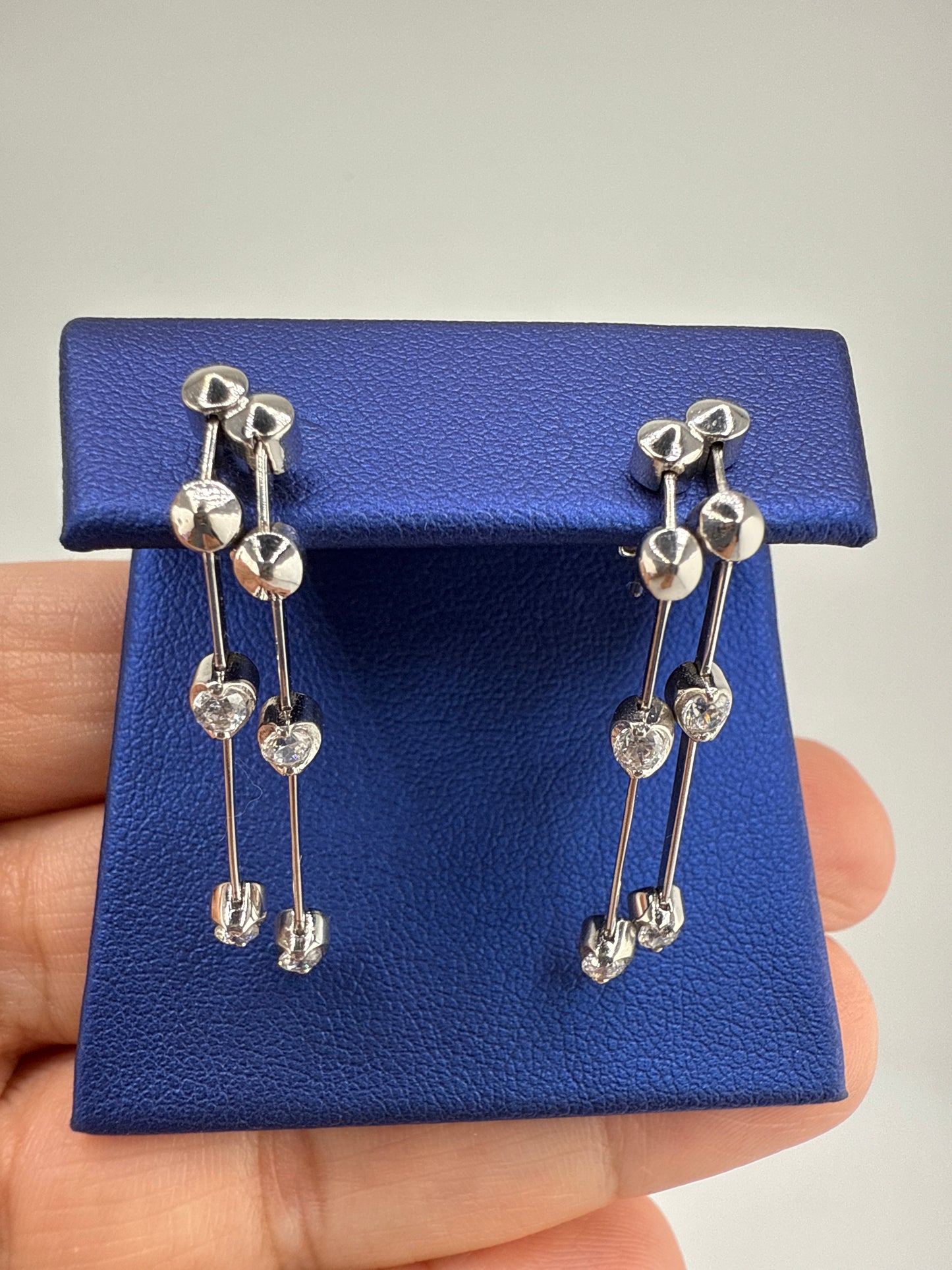 14k White Gold and Zirconia Posts with fancy design