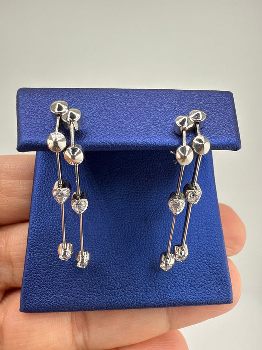 14k White Gold and Zirconia Posts with fancy design