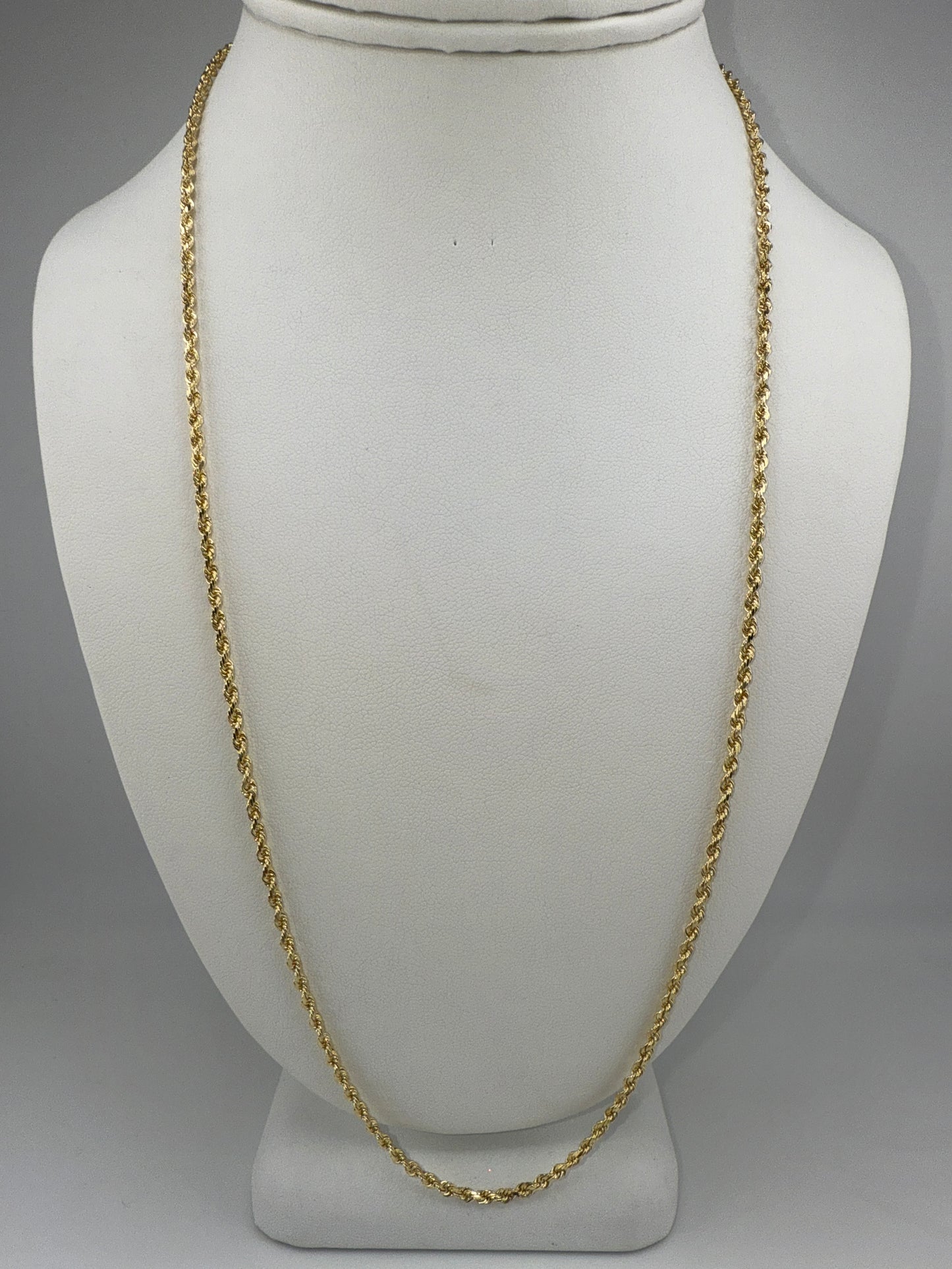solid rope chain | diamond cut | 14k gold | 2.00 mm width | 24 inches length