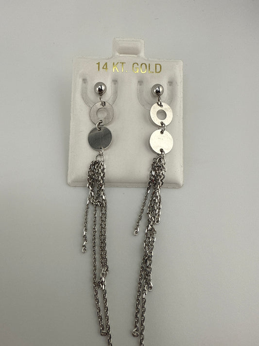 14k White Gold Dangle Post Earrings