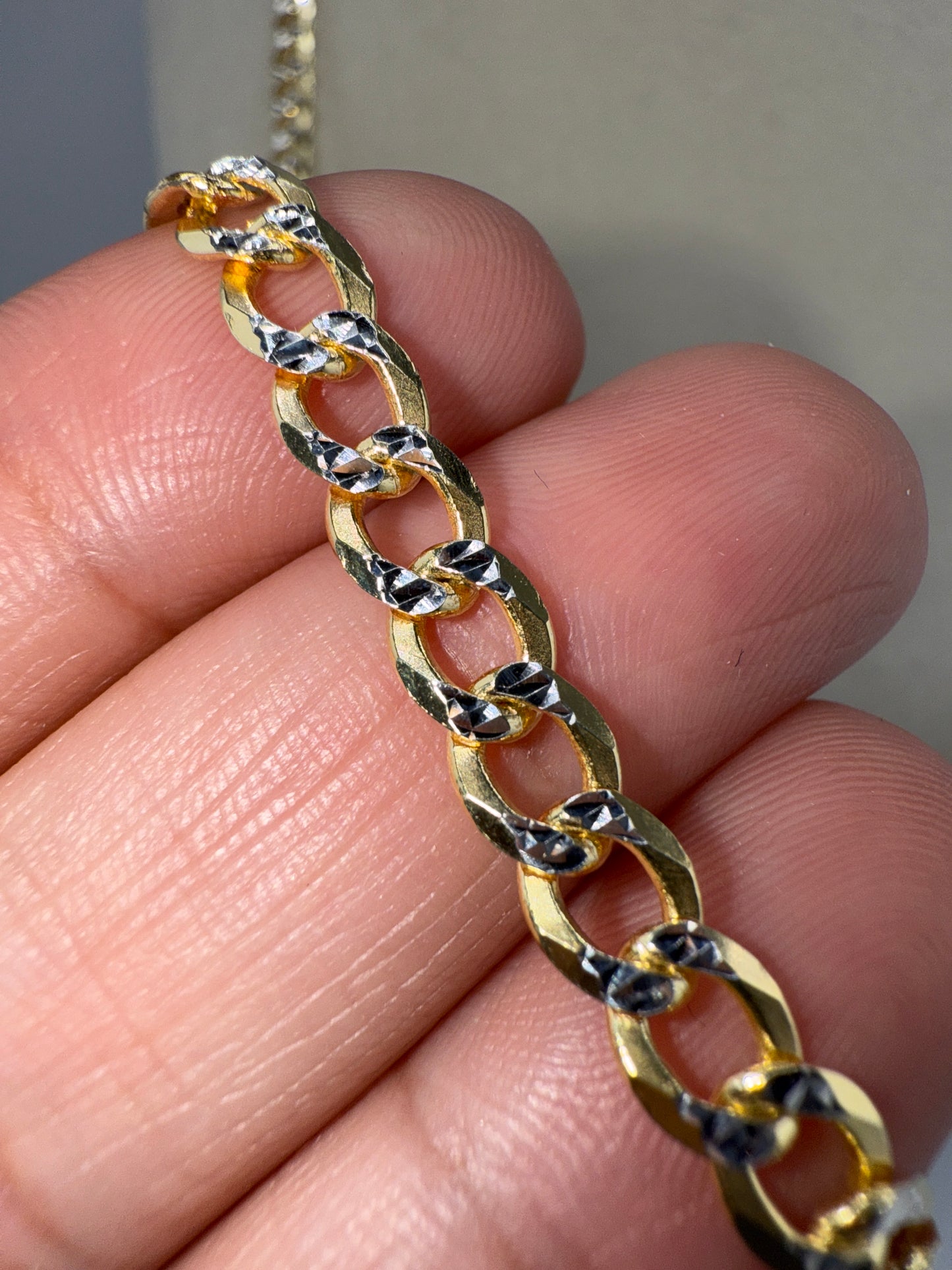 Sterling Silver 24inch 5mm Pave Cuban Chain - Gold Plated