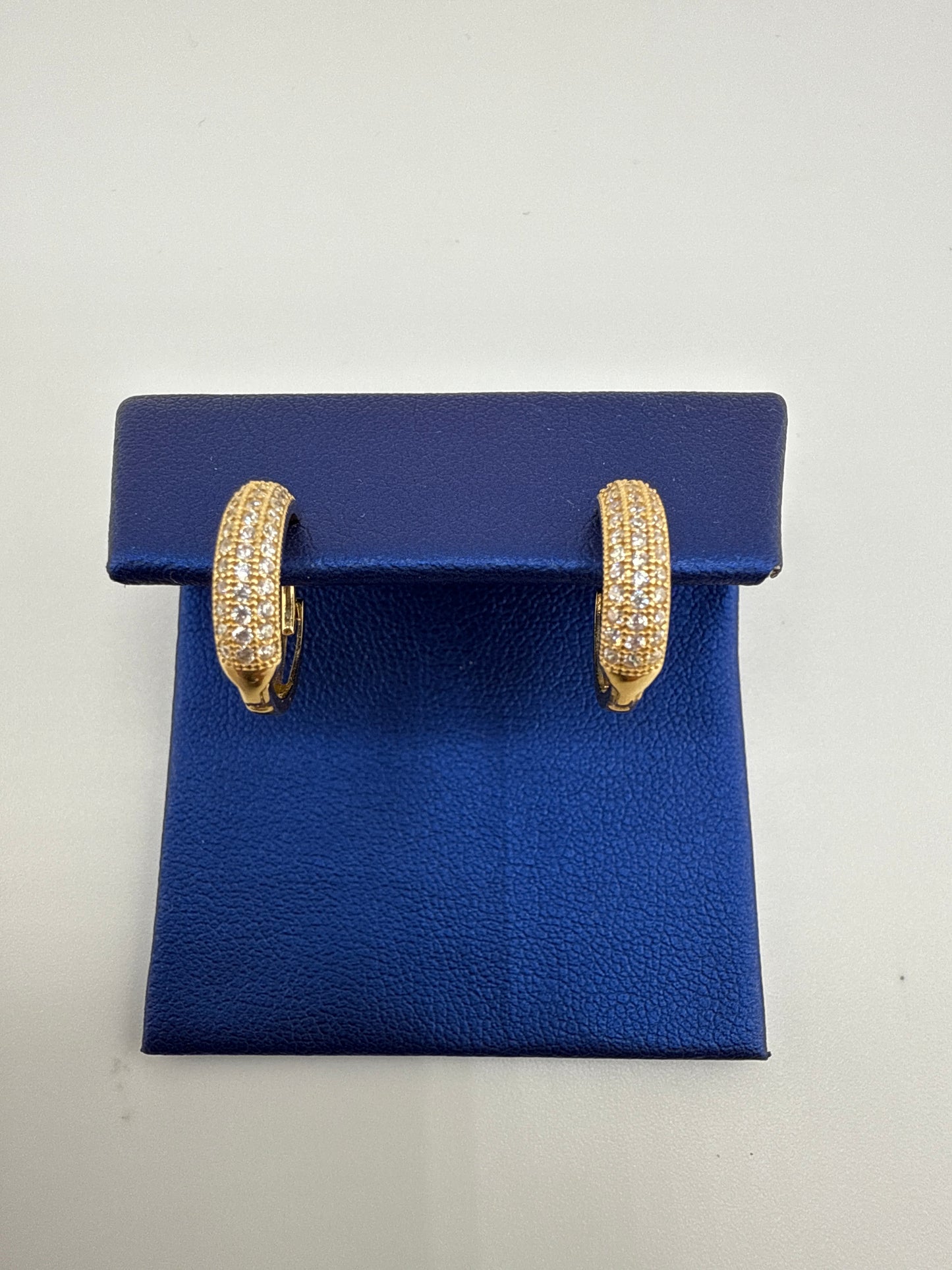 14k yellow gold and zirconia huggie earrings, sophisticated and timeless design