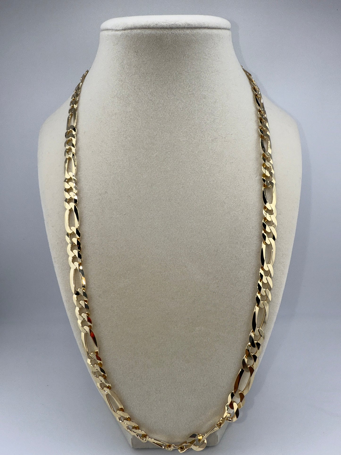 Sterling Silver 24inch 7.8mm Figaro Chain - Gold Plated