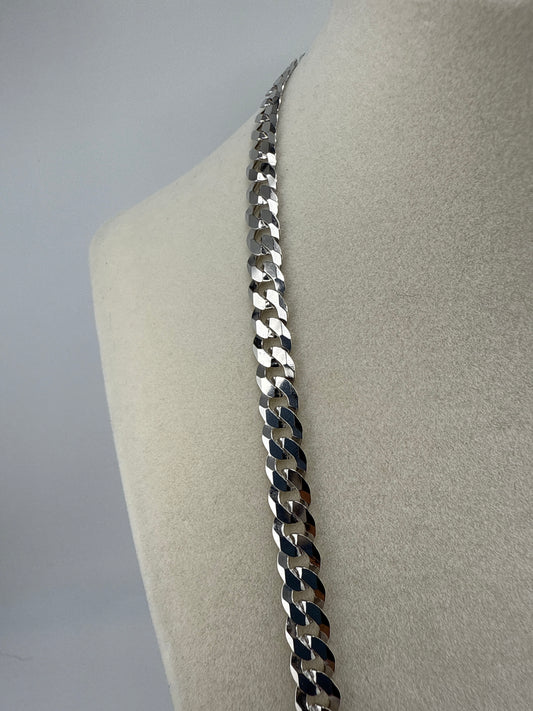 Sterling Silver 24inch 6.25mm Cuban Chain - Rhodium Plated