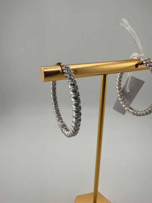 Sterling Silver Hoops with Zirconia Inside-Outside design