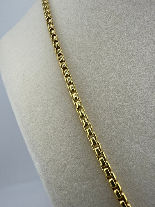 Sterling Silver 3mm Round Box Chain - Gold Plated