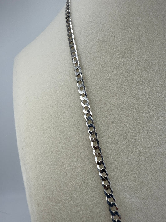 Sterling Silver 20inch 3.45mm Cuban Chain - Rhodium Plated