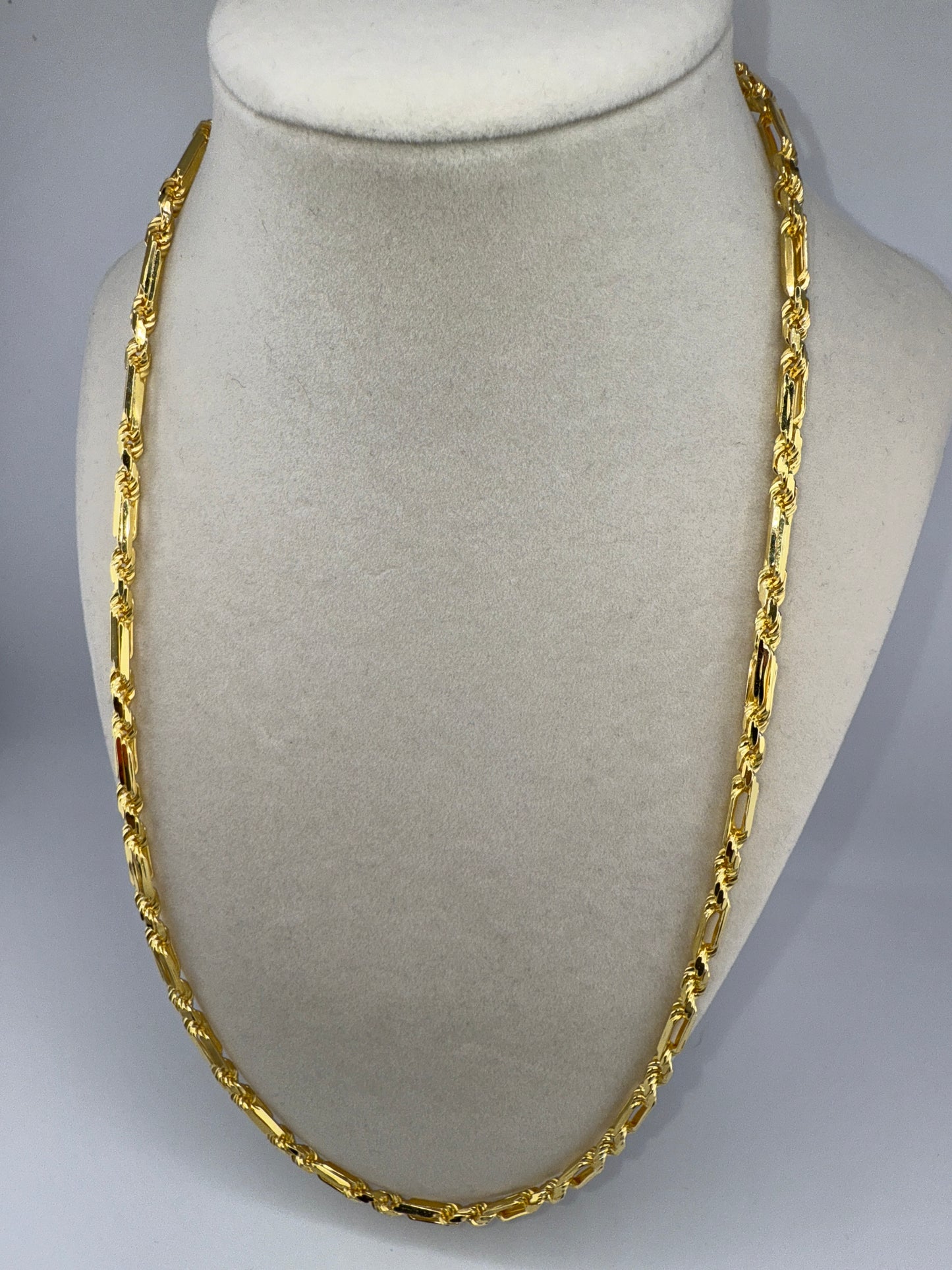 Sterling Silver 24inch 4mm Figarope Chain - Gold Plated