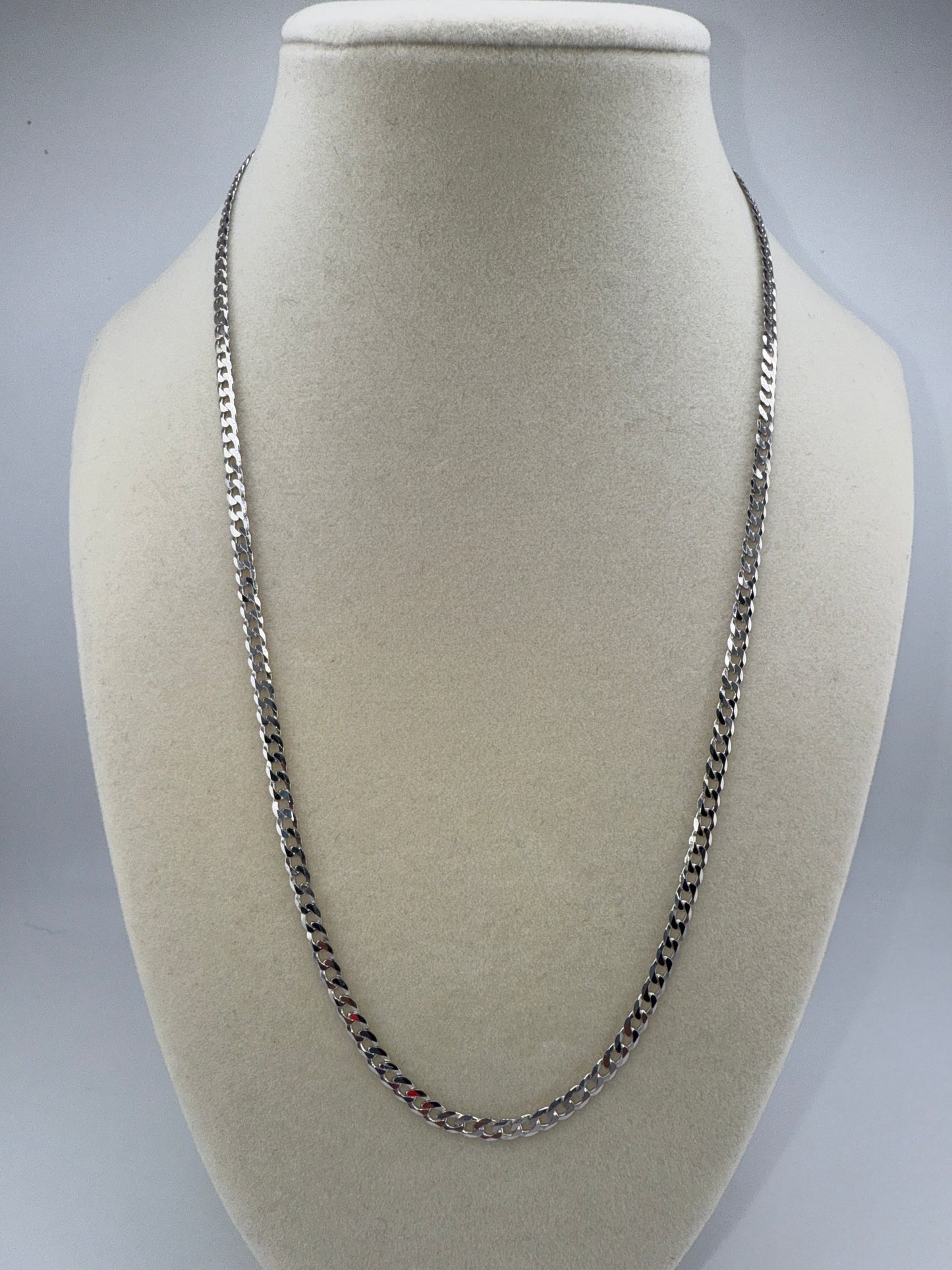 Sterling Silver 20inch 3.45mm Cuban Chain - Rhodium Plated