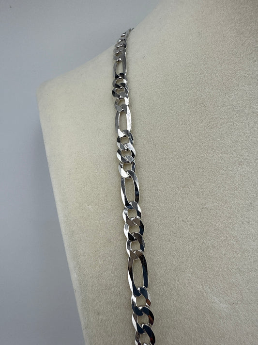 Sterling Silver 24inch 5.8mm Figaro Chain - Rhodium Plated