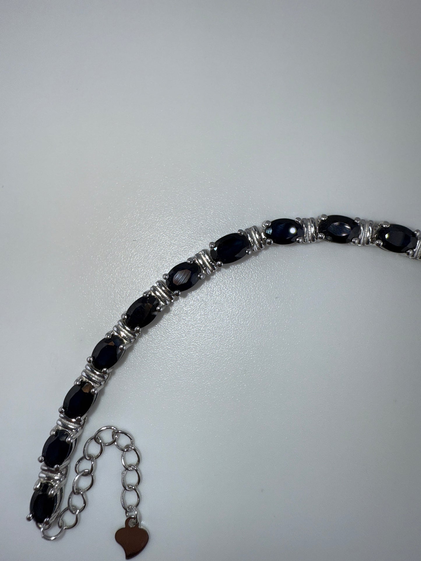 Sterling Silver Oval Diffusion Sapphire Bracelet