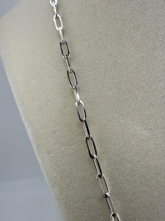 Sterling Silver 22inch 3.2mm Paper Clip Chain - Rhodium Plated