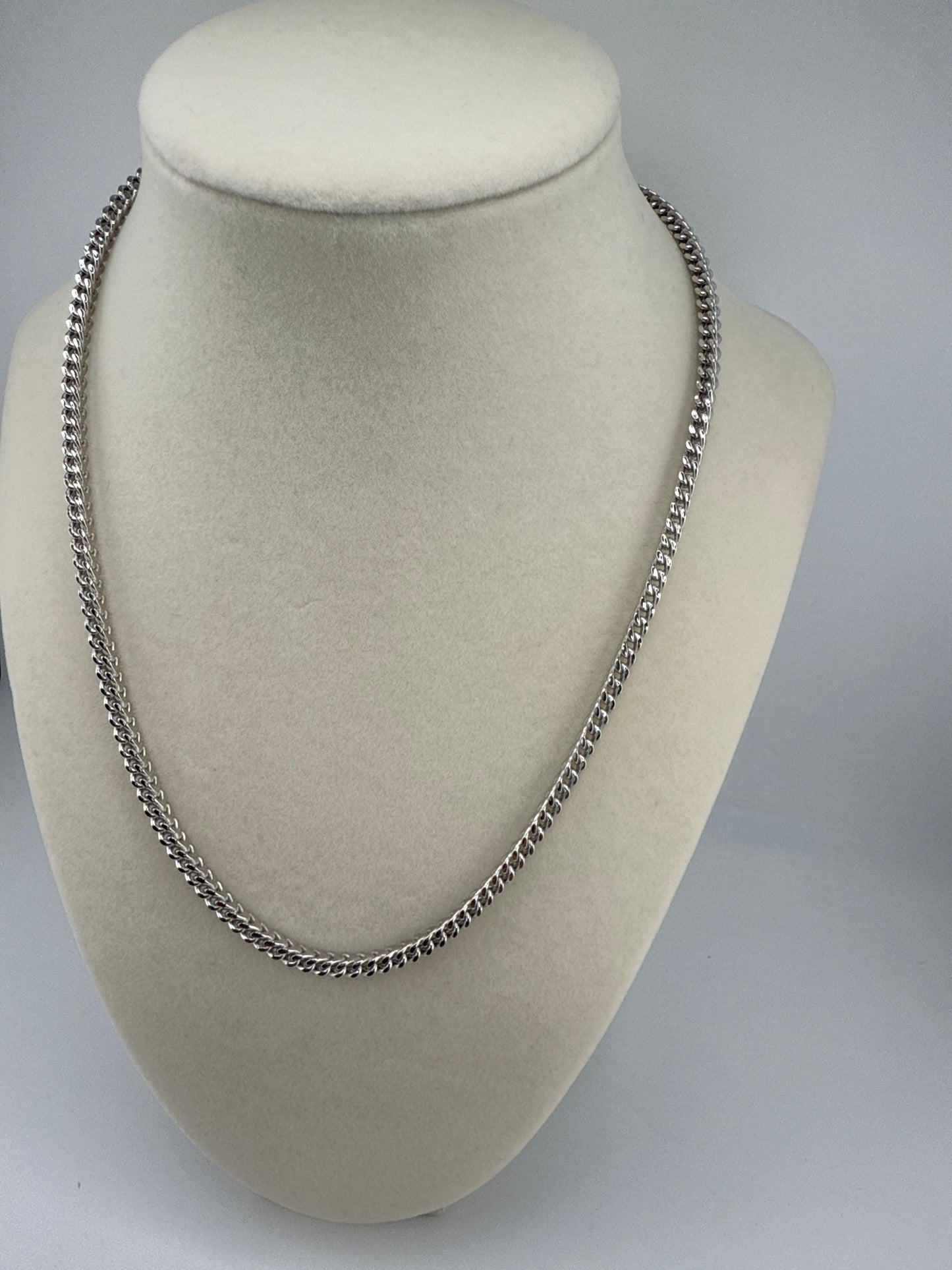 Sterling Silver 18inch 3mm Franco Chain - Rhodium Plated