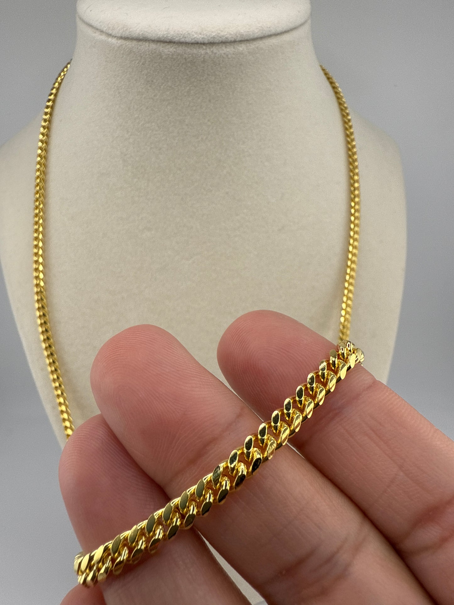 Sterling Silver 24inch 4mm Solid Miami Cuban Chain - Gold Plated
