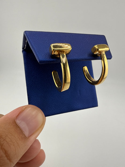 14k fancy huggie earrings with open backing