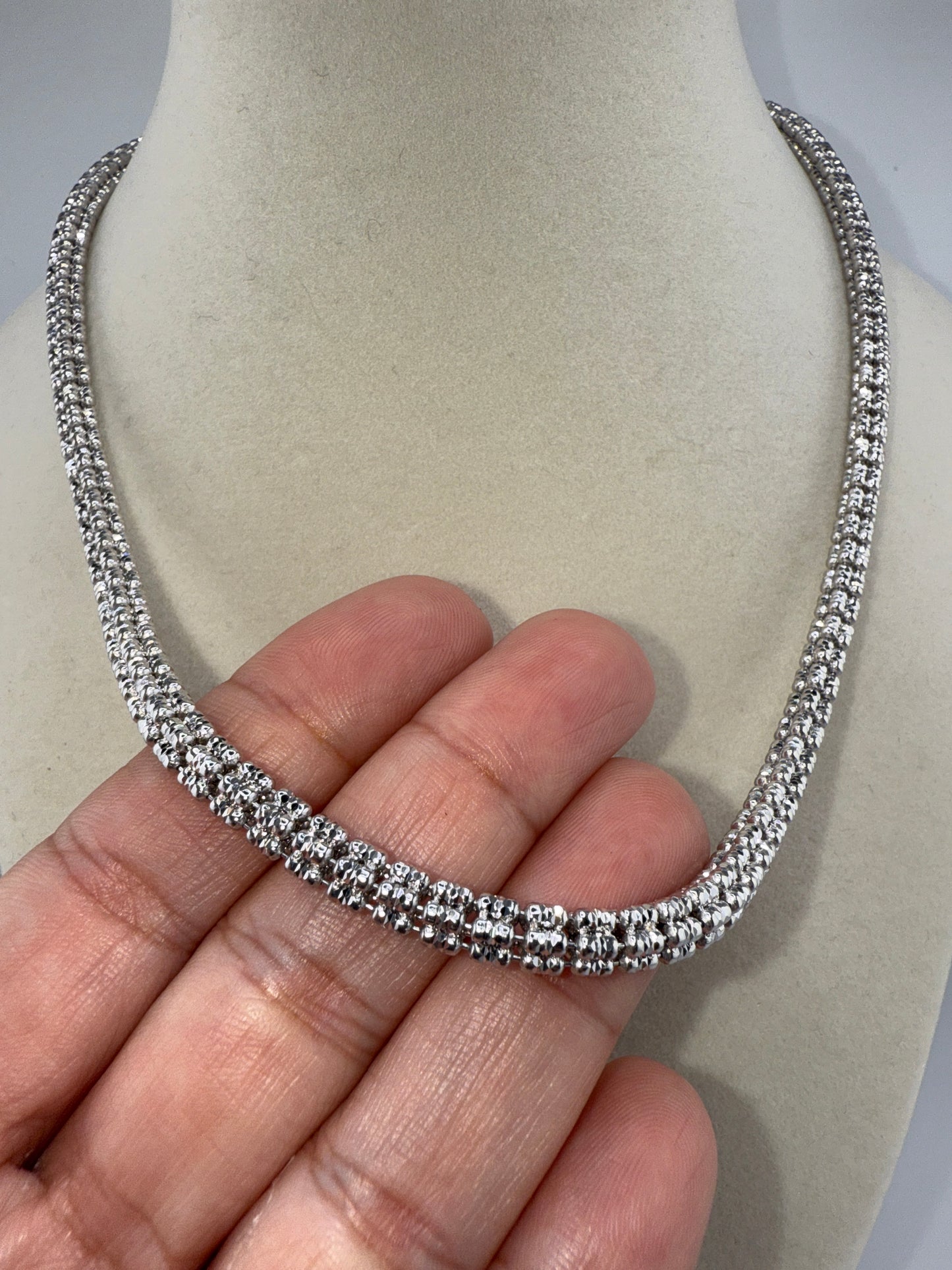 Sterling Silver 18inch 5mm D-C Ice Chain - Rhodium Plated